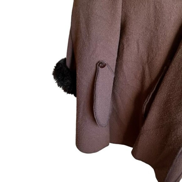 Linda Lundström Wool Laparka Brown Faux Fur Coat XL Vintage - Picture 10 of 16